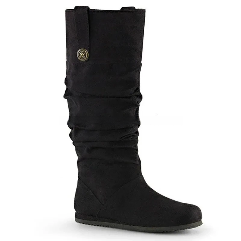 Black gothic renaissance boots upright view with soft sole and button strap