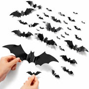 Collection of 112 oversized black 3D Halloween bat decorations for walls and windows