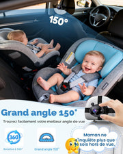 150 degree wide-angle baby car camera covering entire rear seat