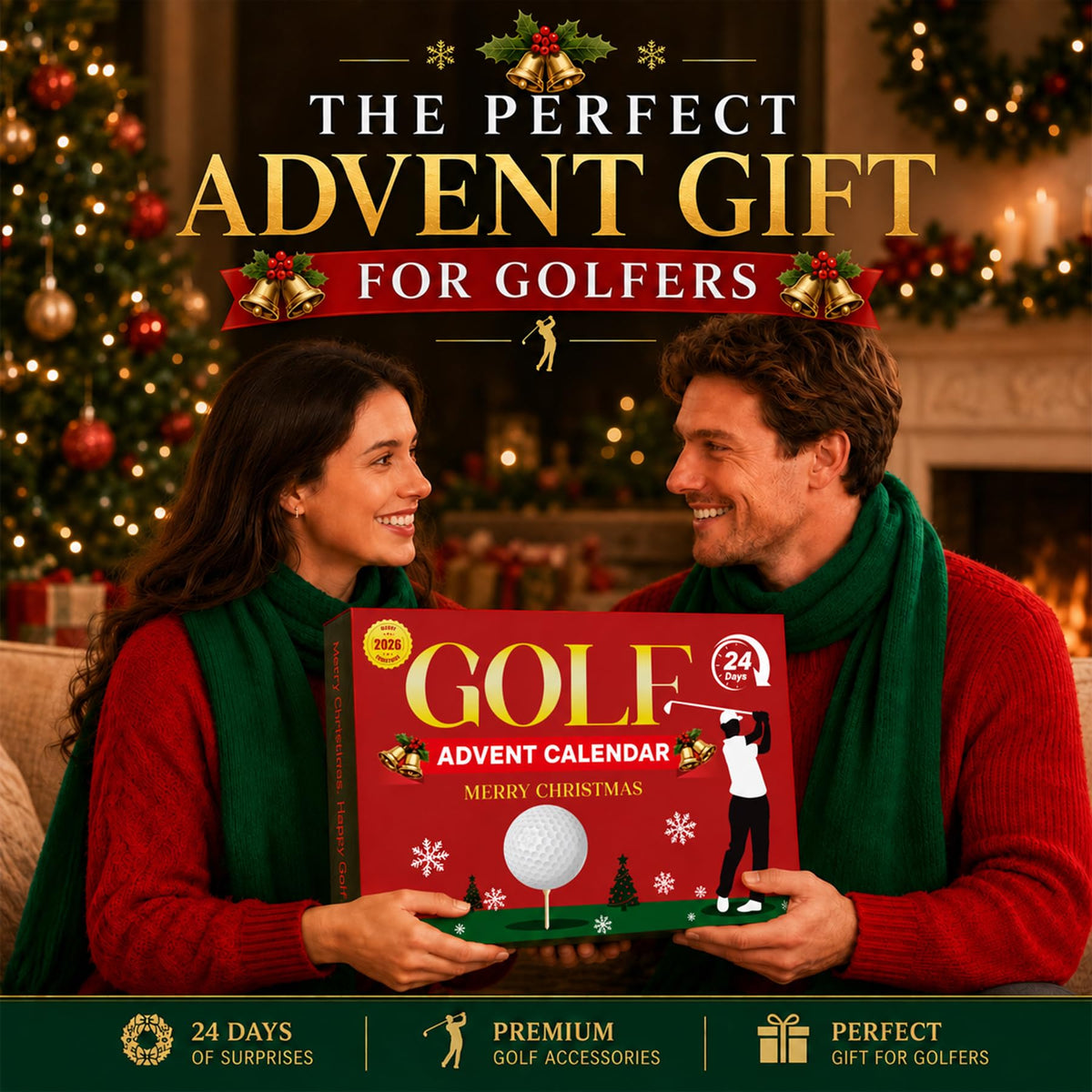 Golf advent calendar presented as a Christmas gift for a golfer