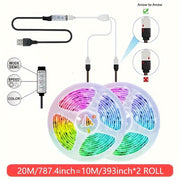 20-meter RGB LED strip light dual roll connection via USB for vibrant room lighting