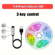 3-meter USB RGB LED strip featuring easy 3-key control for lighting adjustments