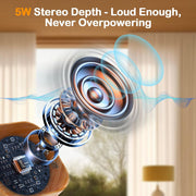 Internal view of 5W stereo speaker inside alarm clock.