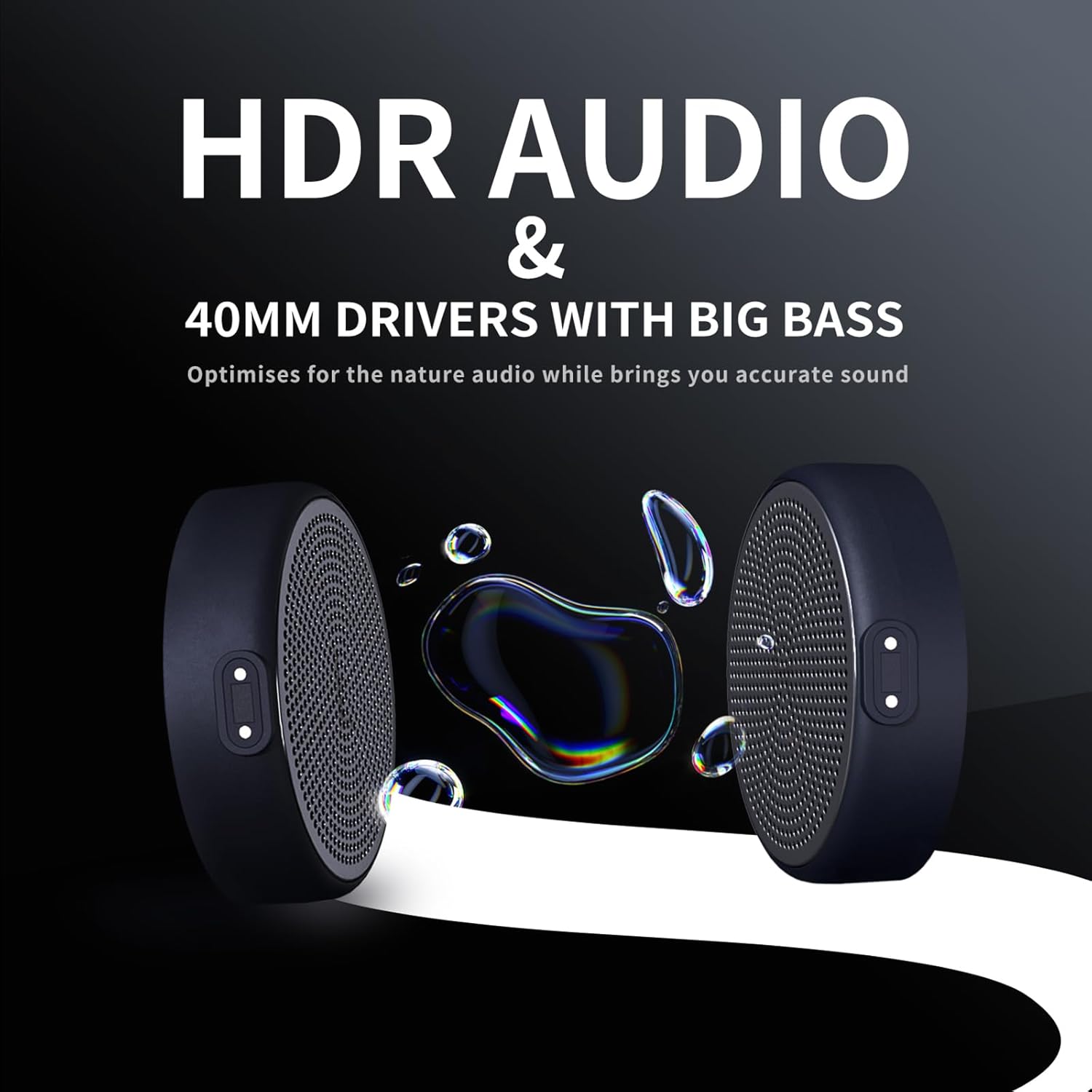 HDR audio ski helmet speakers with 40mm drivers and deep bass
