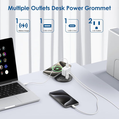 🔌 Desk Power Grommet with Wireless Charger 🔌