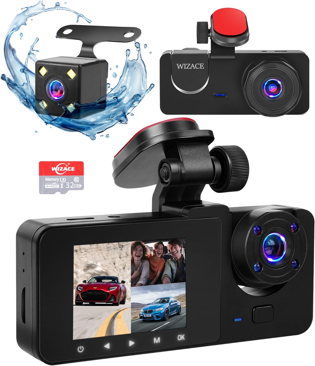 🚗 3-Channel Dash Camera 1080P + 32GB Card 🚗