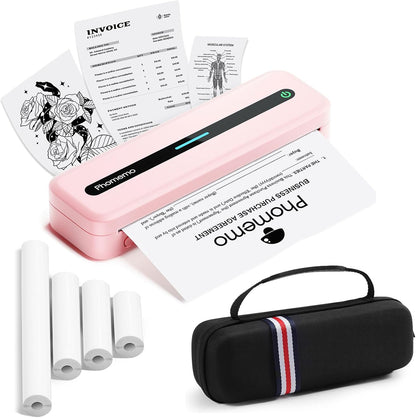 🖨️ Compact Phomemo Printer Set + Paper Rolls + Case 🖨️