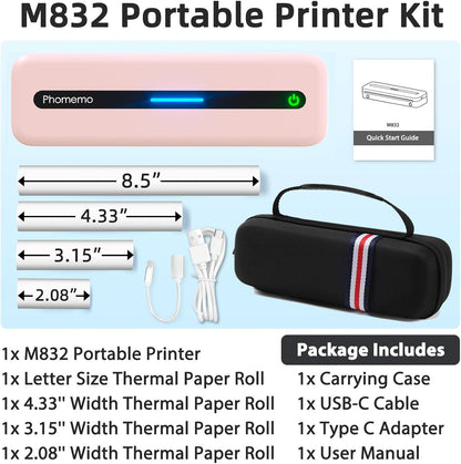 🖨️ Compact Phomemo Printer Set + Paper Rolls + Case 🖨️