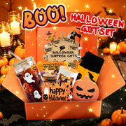 Halloween Boo gift box with festive self-care accessories and seasonal treats