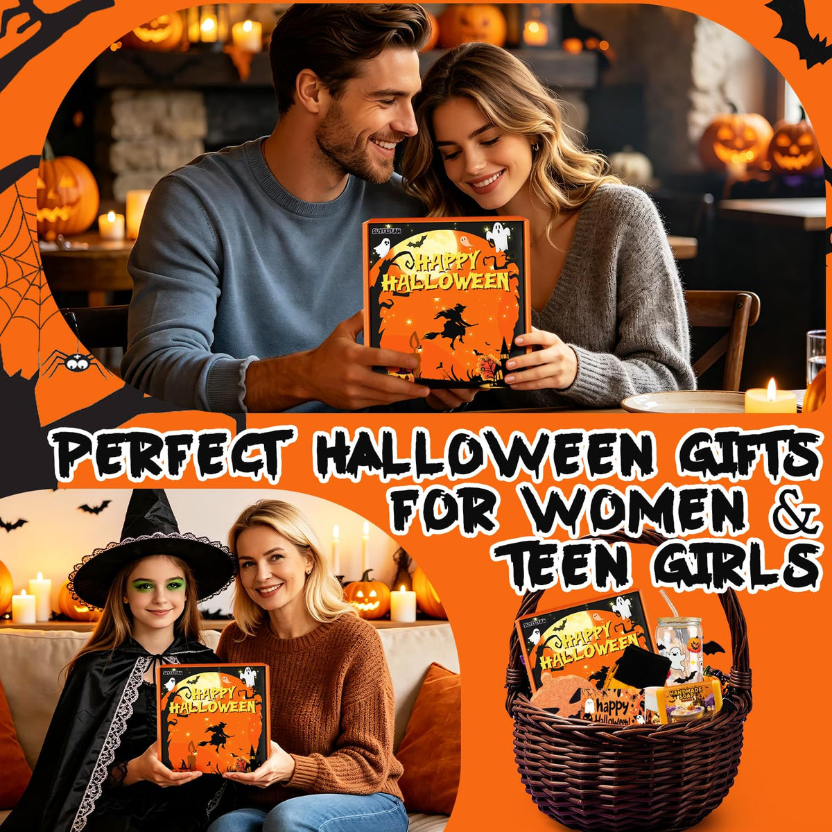 Halloween gift set presented as a seasonal surprise for a couple