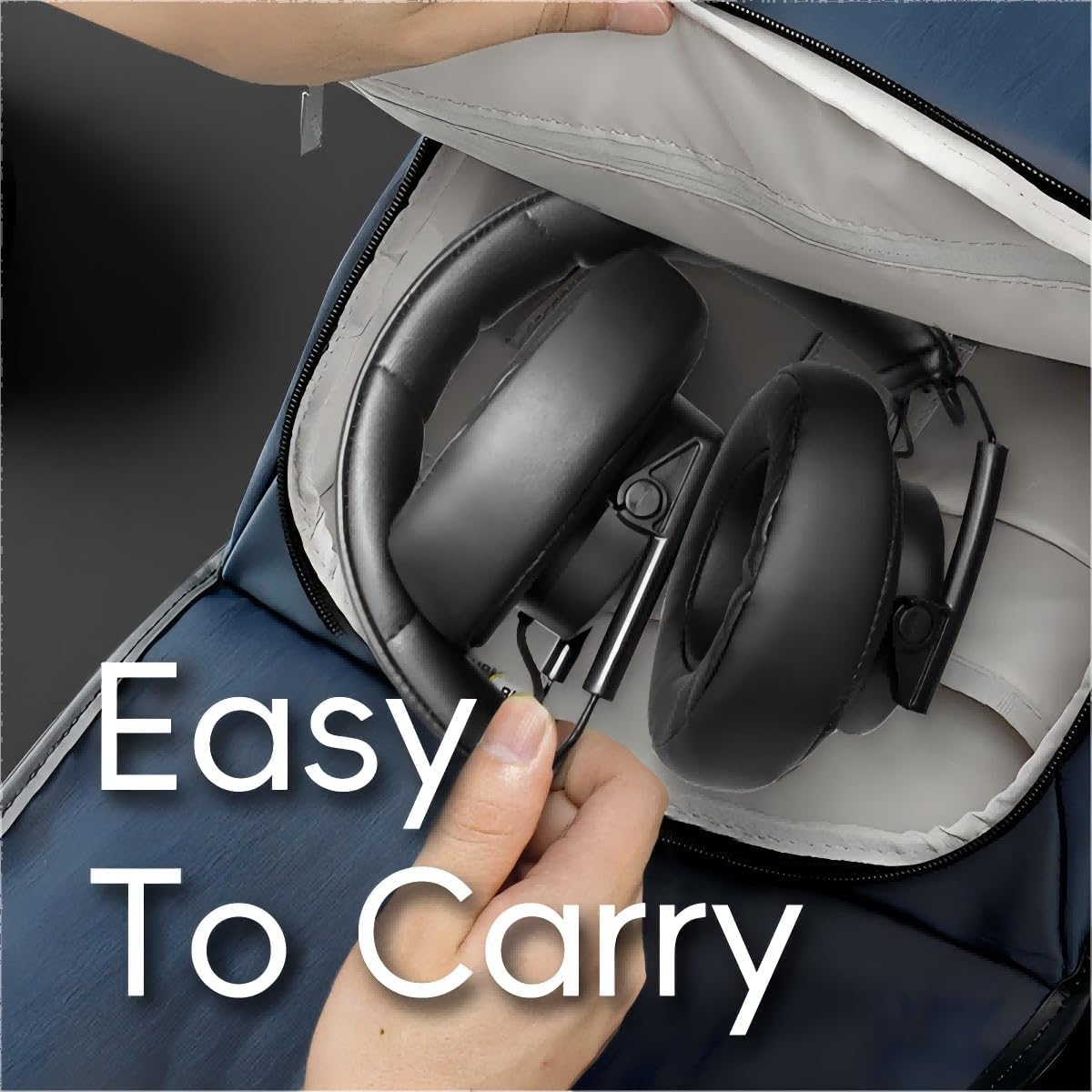 Folded COLUSI M21 gaming headset placed in a bag, highlighting portability.