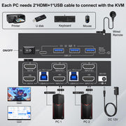 2 PC 2 monitor KVM setup with four USB 3.0 ports