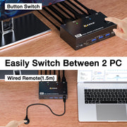 KVM switch with 1.5m wired remote and button control