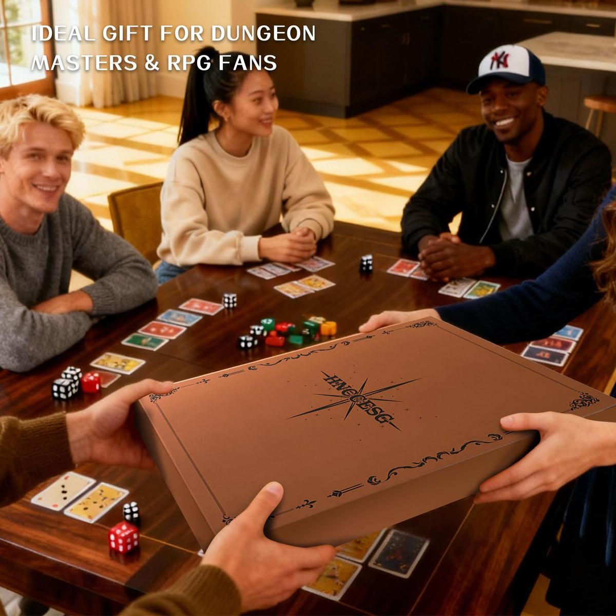 Fantasy dragon DM screen presented as a gift for Dungeon Masters and tabletop RPG players.