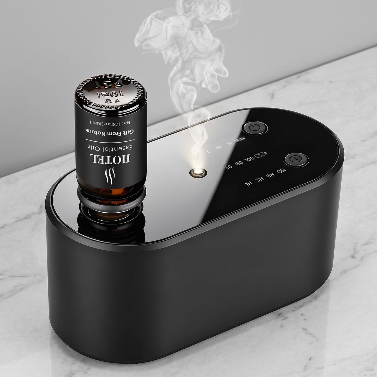 Waterless essential oil diffuser with bottle and fine mist