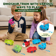 Dinosaur electric train set with multiple ways to play and creative track layouts