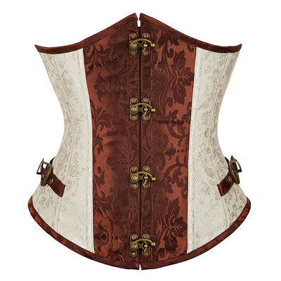 vory & Brown Underbust Corset – Vintage Jacquard with Brass Clasps
