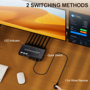 KCEVE dual monitor KVM switch with 1.5 metre wired remote selector