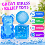 Blue squishy sensory toys for squeezing and tactile fidget play
