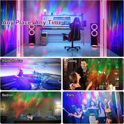 Northern Lights projector used at a party, creating a vibrant and fun atmosphere with colorful lights.