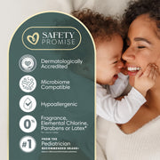 Pampers Amore safety promise with dermatological accreditation and hypoallergenic features