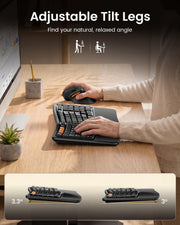 ProtoArc EK02 ergonomic keyboard with adjustable tilt legs for customized typing angle