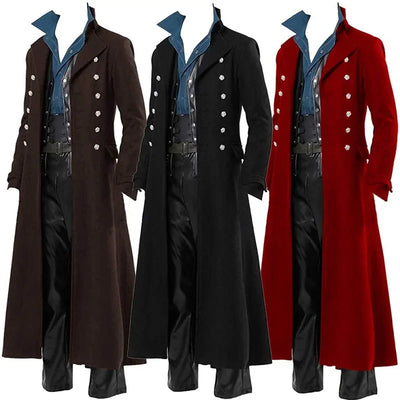 Men’s Gothic Pirate Trench Coat – Medieval Steampunk Long Coat