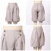 Gray breeches shown from front and back with button details