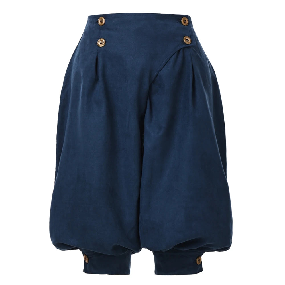 Blue button-detail Renaissance pirate breeches