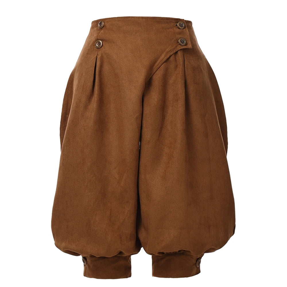 Brown button-detail Renaissance pirate breeches
