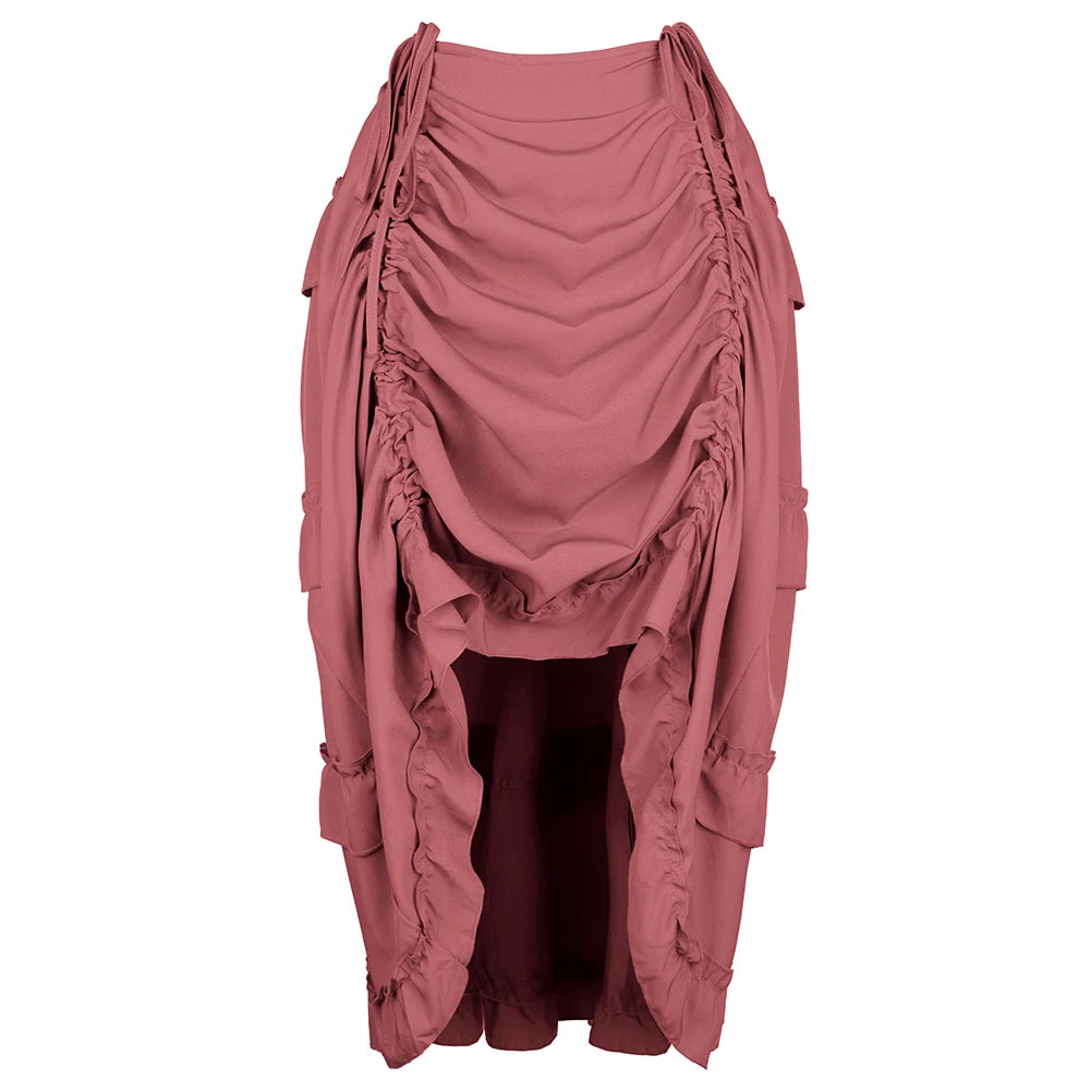 Brick Red high-low ruffled pirate skirt