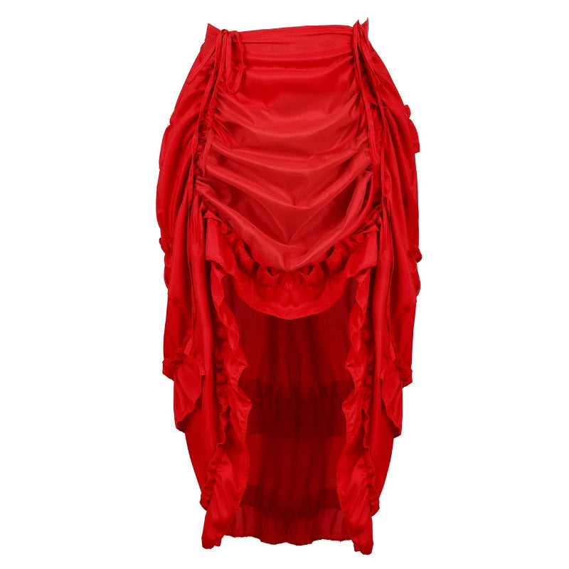 Red high-low ruffled pirate skirt