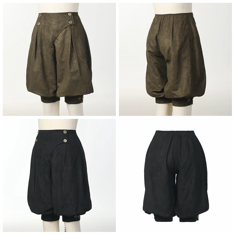 Army Green and Black Renaissance breeches, front and back views