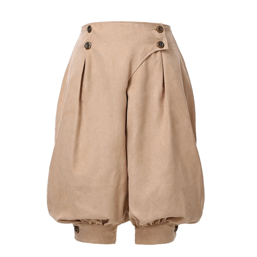 Khaki button-detail Renaissance pirate breeches