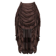 Brown high-low ruffled pirate skirt
