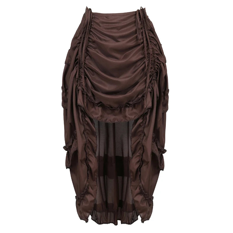 Brown high-low ruffled pirate skirt
