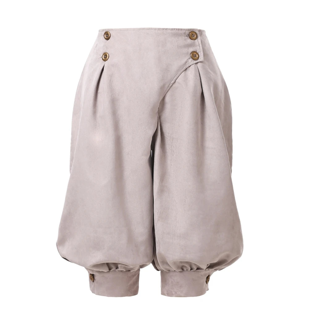Gray button-detail Renaissance pirate breeches