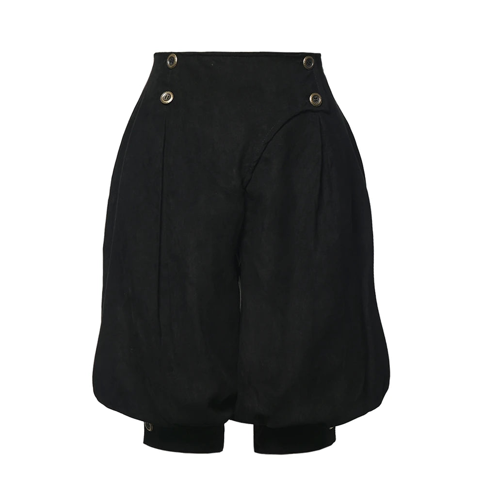 Black button-detail Renaissance pirate breeches