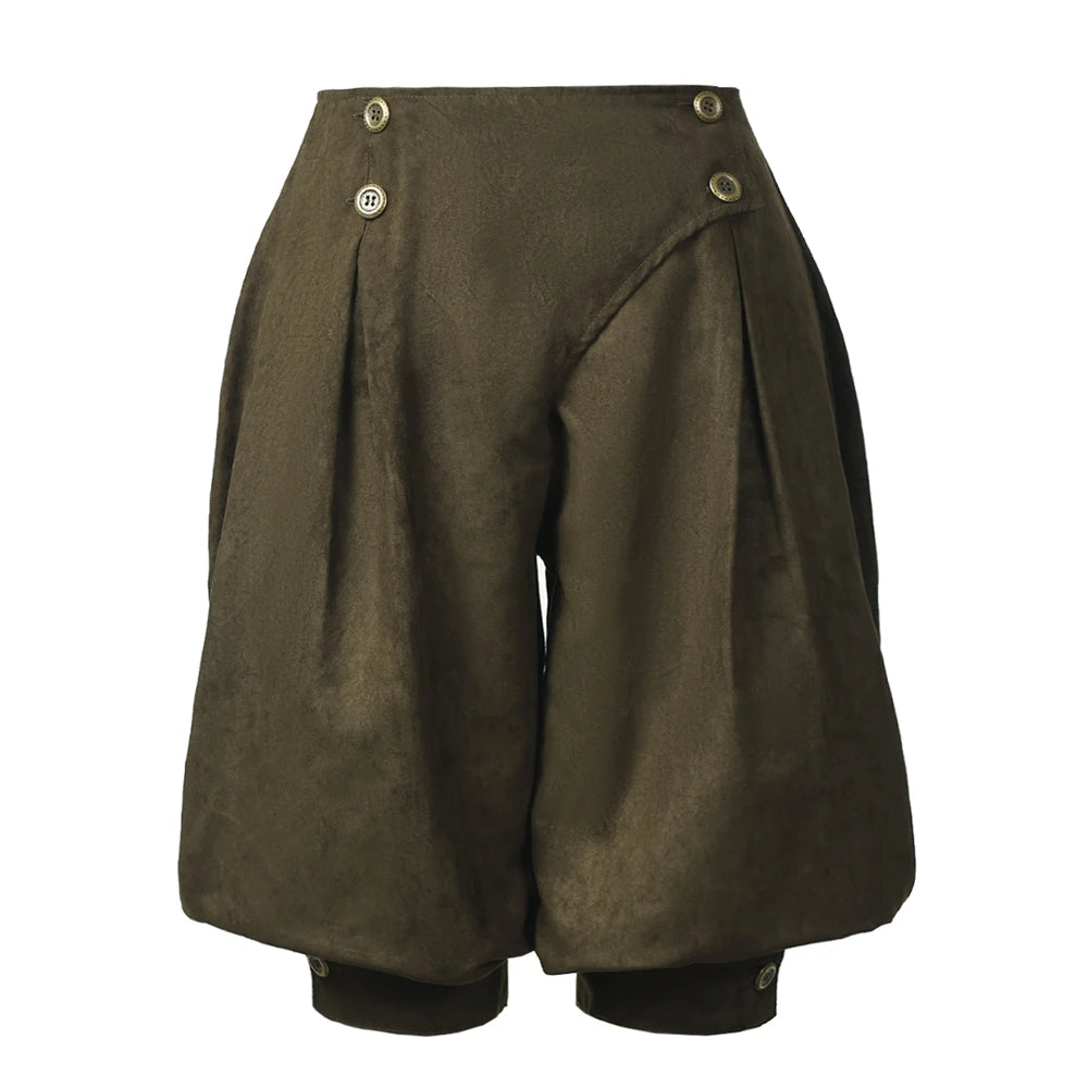 Army Green button-detail Renaissance pirate breeches