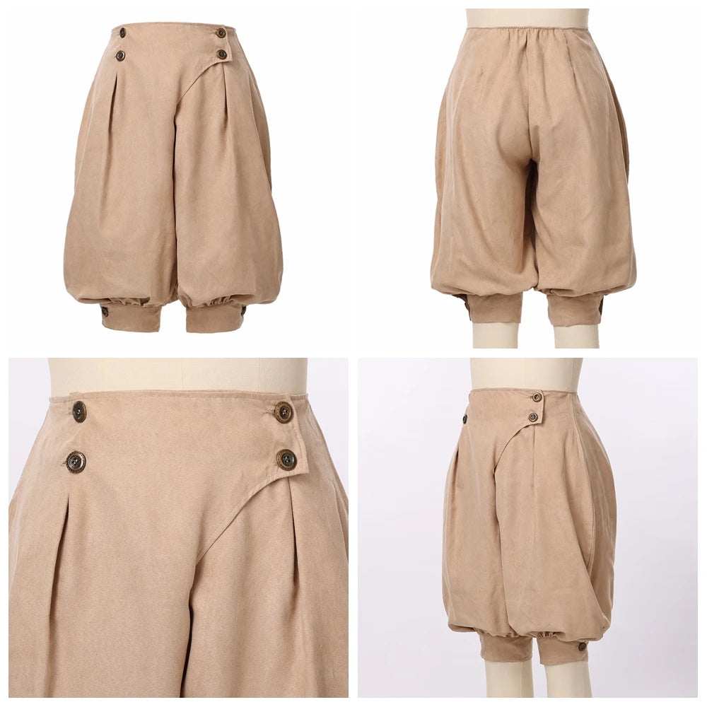 Khaki breeches shown from front and back with button details