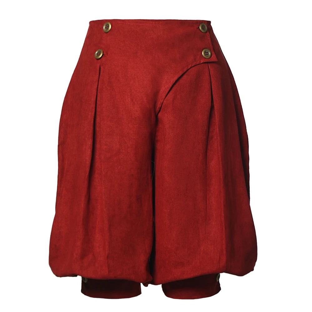 Burgundy button-detail Renaissance pirate breeches