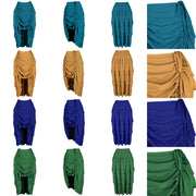 Colour comparison for high-low ruffled pirate skirts