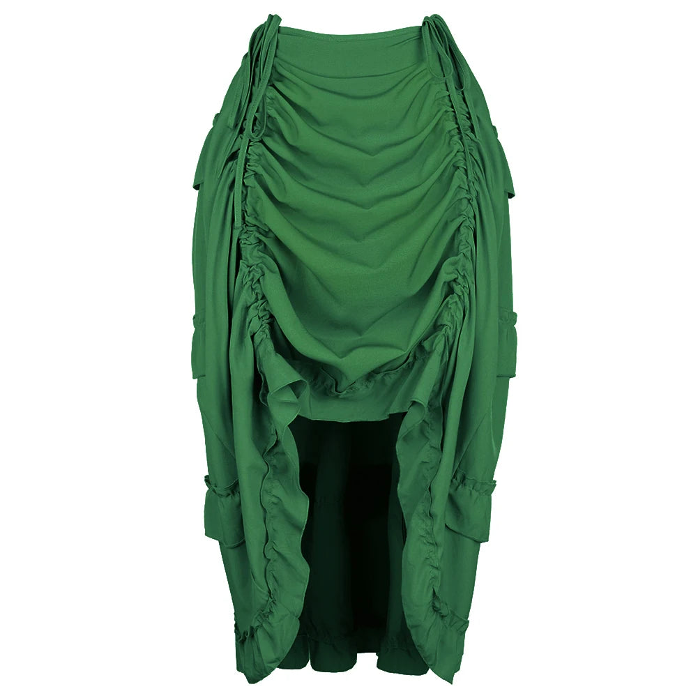 Green high-low ruffled pirate skirt