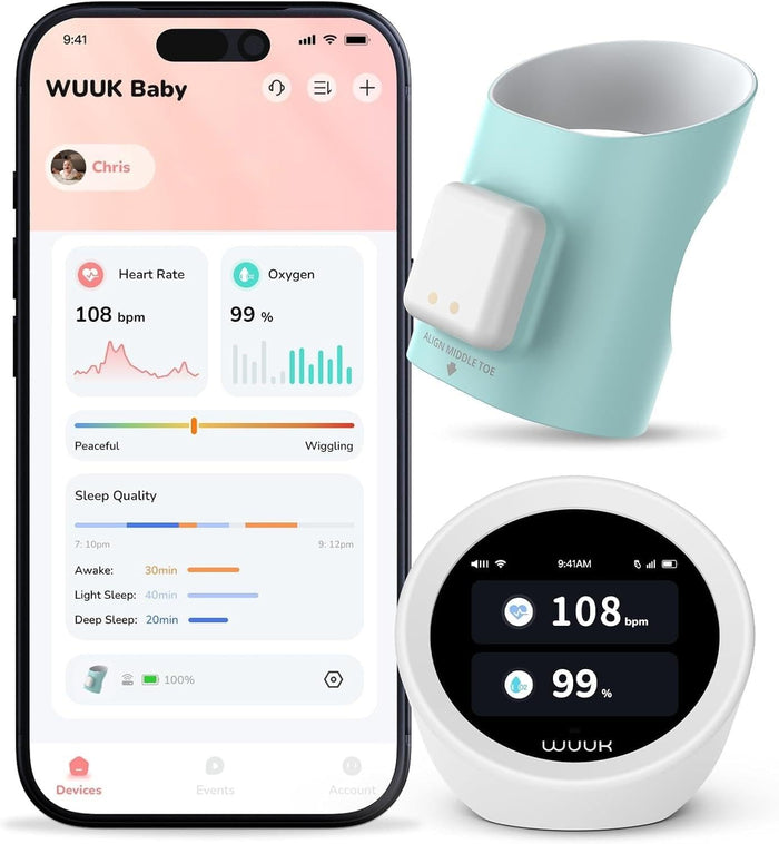 WUUK Baby Smart Sock Monitor – Sleep, Heart Rate & Oxygen Tracking