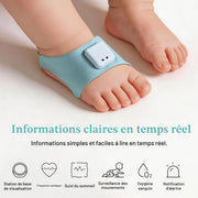 WUUK Baby wearable smart sock showing heart rate oxygen sleep and movement monitoring