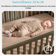 Baby wearing WUUK smart sock during sleep for continuous overnight monitoring