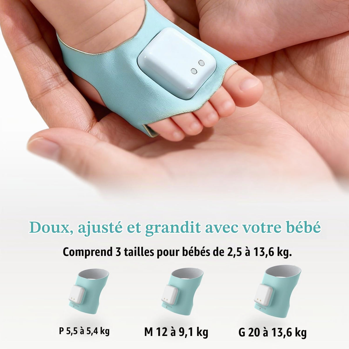 WUUK Baby smart sock wearable sensor with three sizes for growing babies