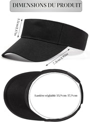 Adjustable sun visor hat dimensions with 56 to 60 cm fit range