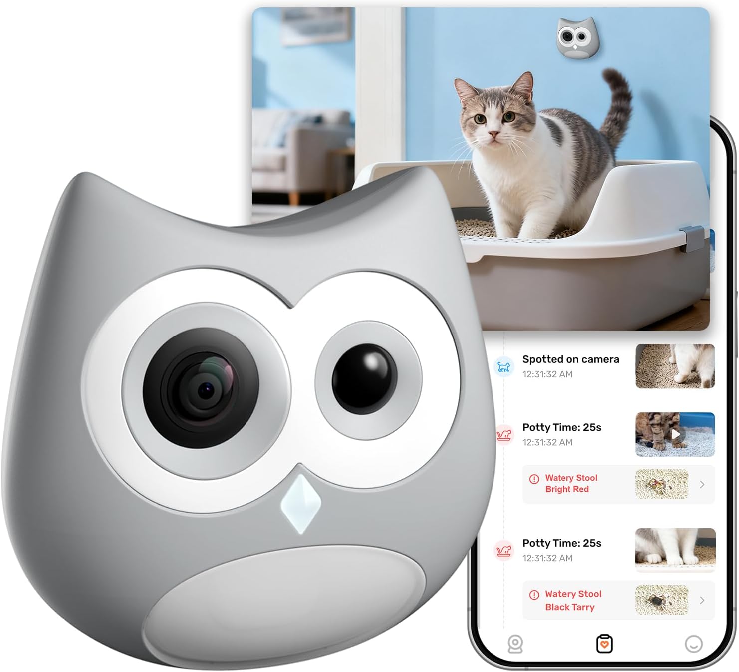 AI cat litter box camera monitoring cat health in real time