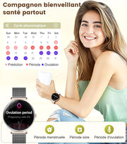 Cycle tracking and ovulation calendar on smartwatch screen